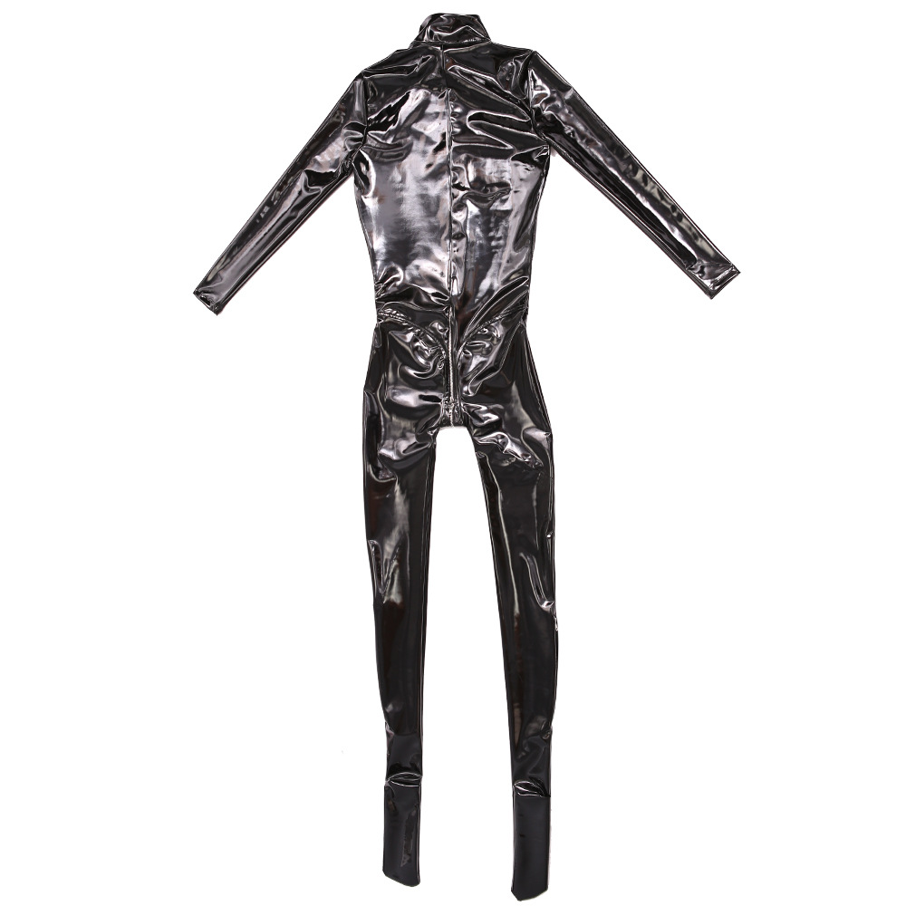 Sewing Latex - Seksi kadınlar PVC parlak tam Bodysuit