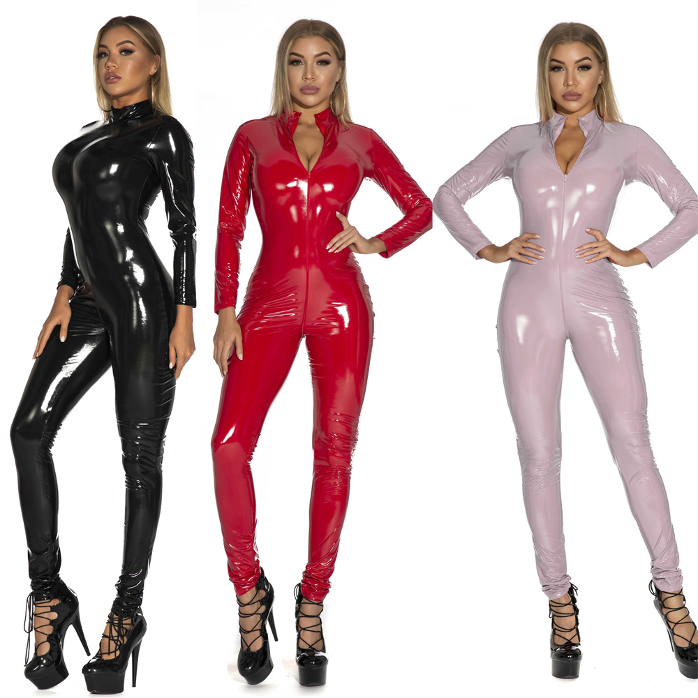 Sewing Latex - Kadınlar Seksi Parlak PU Suni Deri