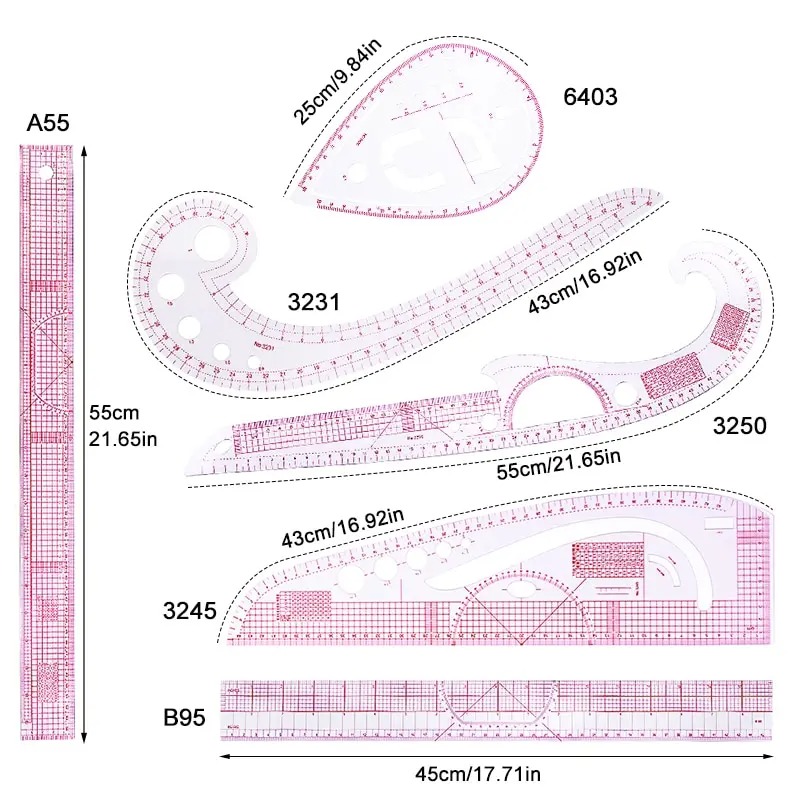 6 adet fransız eğri cetvel yum - Sewing Gauge Ruler incelemesi ve fiyatı